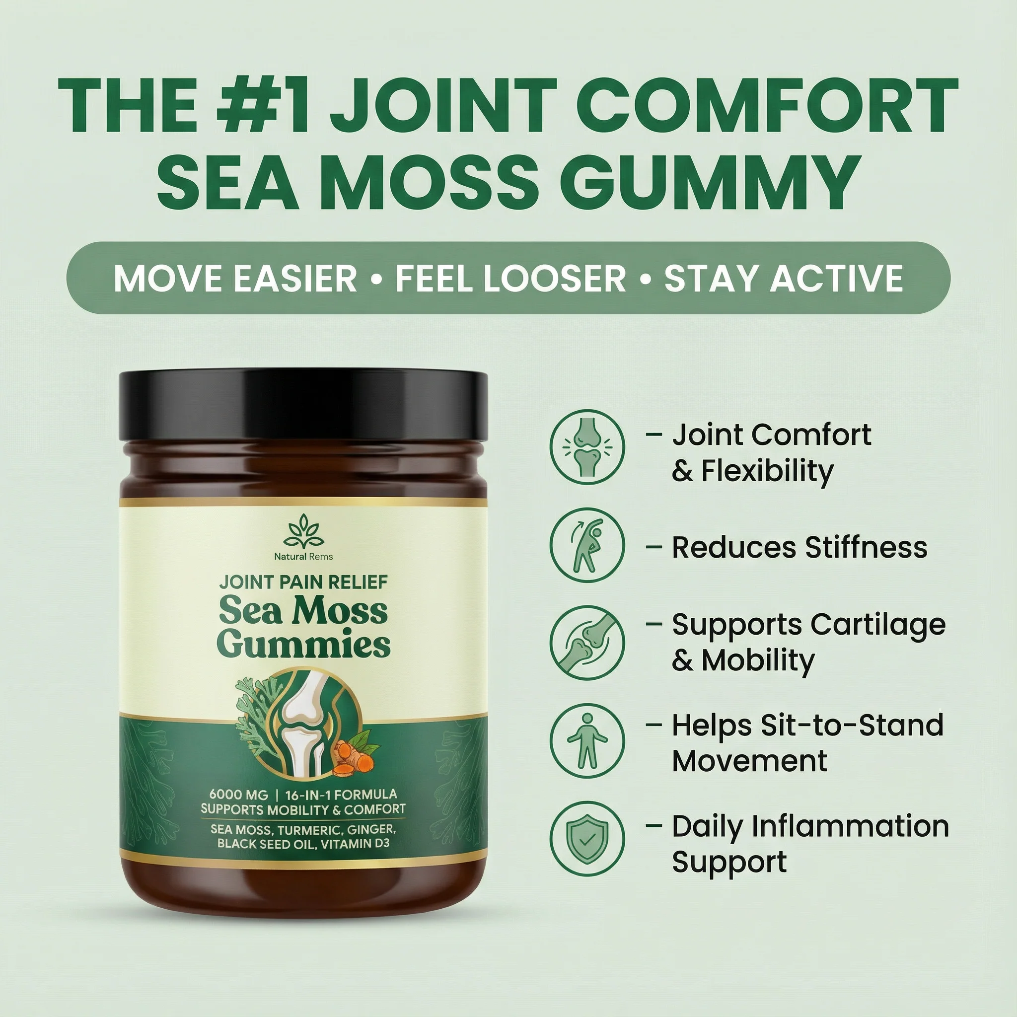 Sea Moss 16-In-1 Gummies - For Joint Comfort & Mobility - Image 3