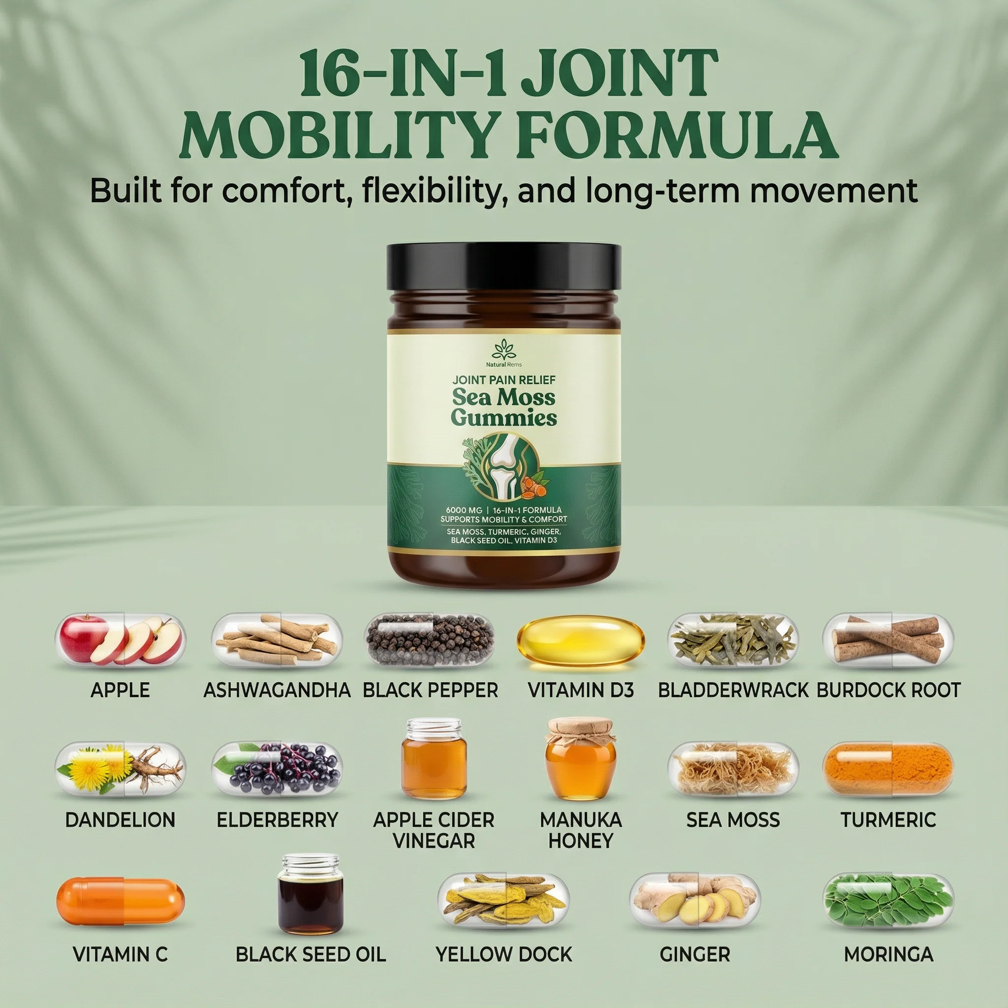 Sea Moss 16-In-1 Gummies - For Joint Comfort & Mobility - Image 6